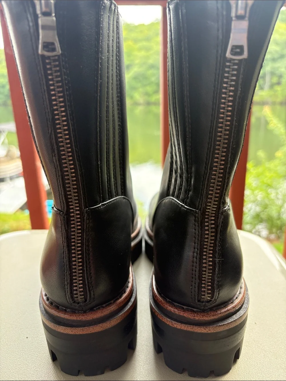 Kork-Ease Black Leather Lug-Sole Ankle Booties